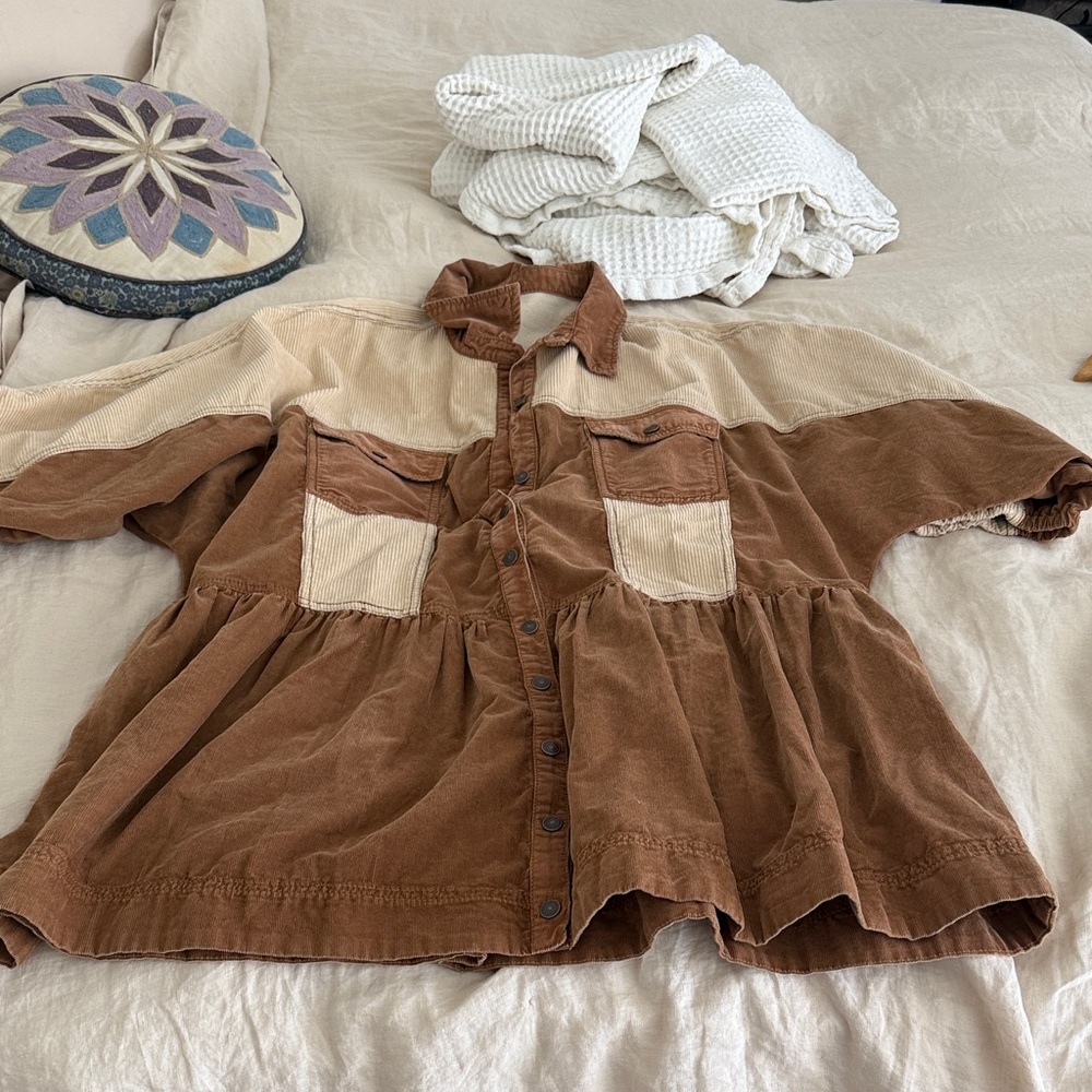 Free People Brown and Cream Mini Dress